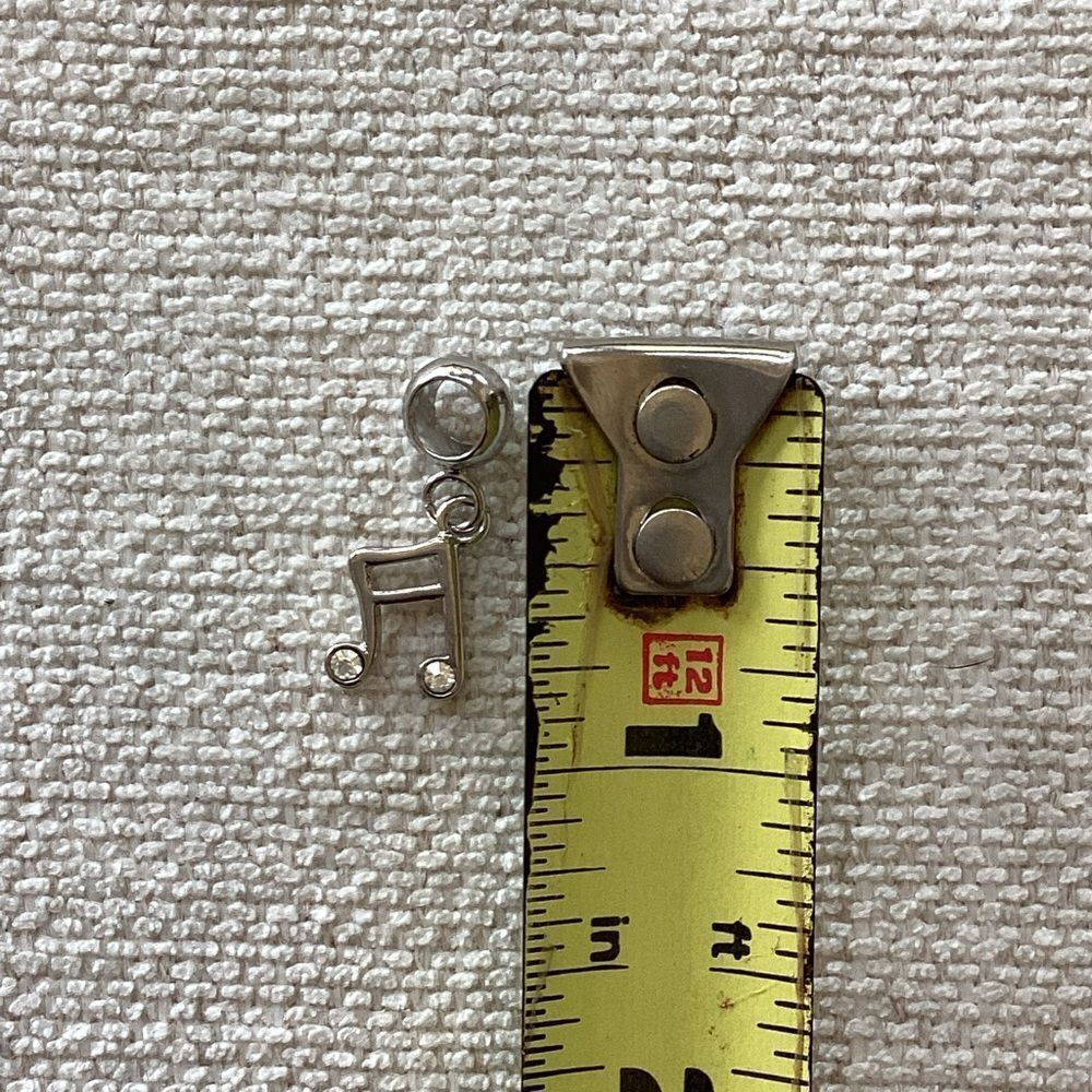 Music Note Rhinestone Silver Charm - Picture 2 of 2